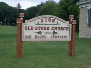 Old Stone Church and Oak Mound Cemetery in Alto, Wisconsin